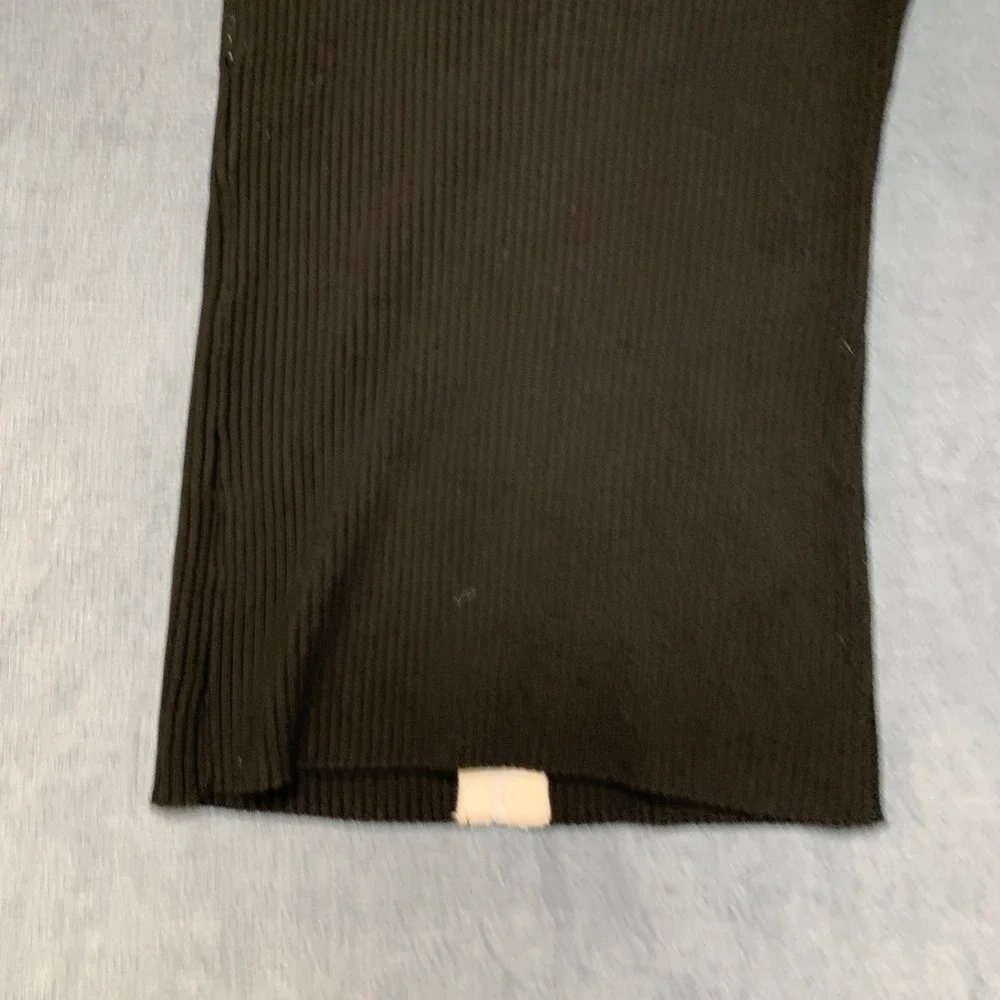 Belldini Knit Top Womens XL Black White Ribbed Sleeveless Outdoor Zip Front
